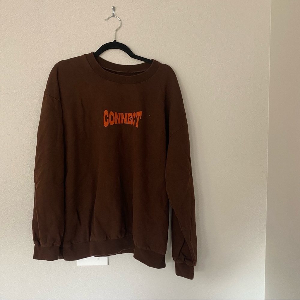 lonely ghost connect brown crew neck sweatshirt